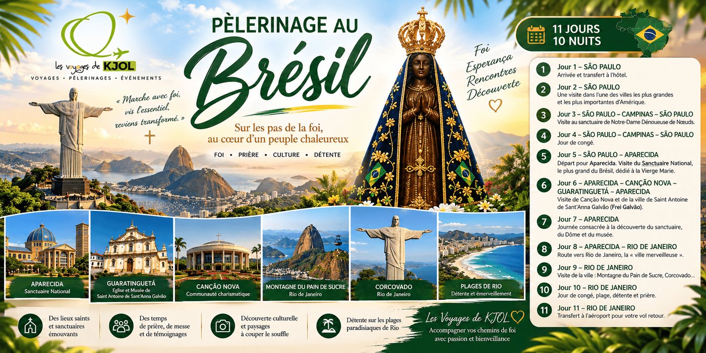 Pèlerinage au Brésil : Aparecida, São Paulo et Rio de Janeiro